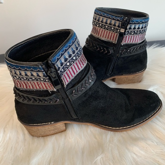 Tiara Los Angeles Women's Black and Blue Ankle Boots - Picture 3 of 5